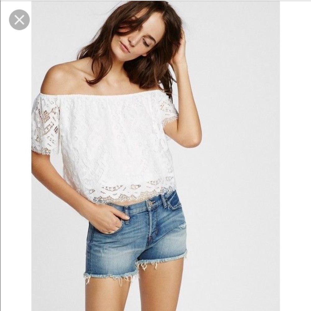 Express White Lace Off The Shoulder Top New W Tags